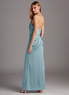 Azazie Lexie Bridesmaid Dresses Moody Blue Sheath Strapless Stretch Satin Convertible Dress image5