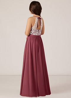 Azazie Fahari Junior Merlot A-Line Lace Chiffon Dress image4