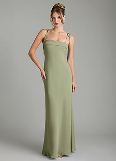 Azazie Ellia Bridesmaid Dresses Pistachio A-Line Bow Chiffon Dress image1