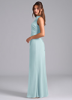 Azazie Evadne Bridesmaid Dresses Sea Glass A-Line Pleated Chiffon Dress image6