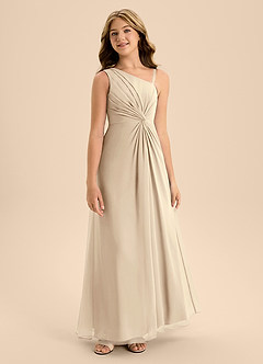 Azazie Brooke Junior Abito A-Line in Chiffon Spacco Laterale Champagne image5