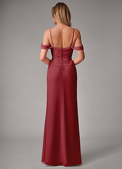 Azazie Haisley Bridesmaid Dresses Pomegranate Sheath Off the Shoulder Chiffon Convertible Dress image7