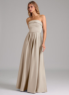 Azazie Lucienne Bridesmaid Dresses Frost A-Line Strapless Stretch Satin Convertible Dress image6