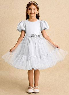 Azazie Cocoa Blumenmädchenkleider Ballkleid Plissee Tüll Kleid Weiß image5