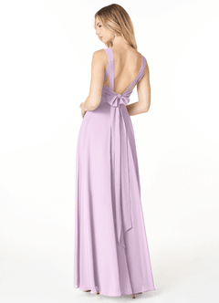Azazie Julie Bridesmaid Dresses Frosted Lilac A-Line Sweetheart Neckline Chiffon Dress image2