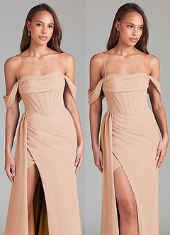 Azazie Amyra Vestidos de damas de honor Vestido de Rosa Inglesa de Gasa de Corte Recto Convertible con Vestidos sin tirantes image9