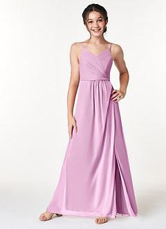 Azazie Luxy Junior Candy Pink Pleated Mesh Dress image3