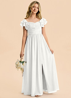 Azazie Anaya Junior Robe Trapèze en Mousseline de soie Décolleté en cœur Blanc image5