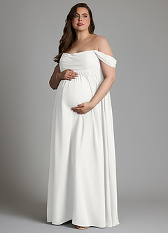 Azazie Saige Maternity Bridesmaid Dresses A-Line Pleated Chiffon Floor-Length Dress image12