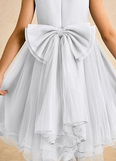 Azazie Lass Flower Girl Dresses White A-Line Bow Tulle Dress image6