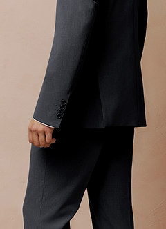 front Savile Charcoal Wool Blend Suit Jacket