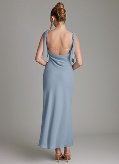 Azazie Luddie Bridesmaid Dresses Dusty Blue Mermaid Bow Chiffon Dress image5