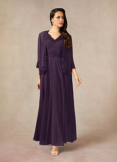 Azazie Devana Mother of the Bride Dresses Plum A-Line Sequins Chiffon Dress image1
