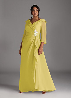 Azazie Jaycee Abiti per la Madre della Sposa Abito A-Line in Chiffon Canarino image7