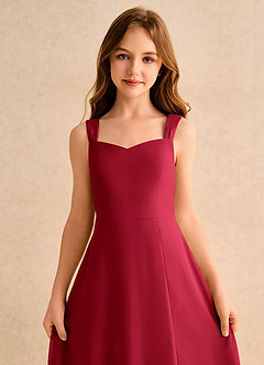 Azazie Makani Girls Formal Blumenmädchenkleider A-Linie Herzausschnitt Chiffon Kleid Scharlachrot image6