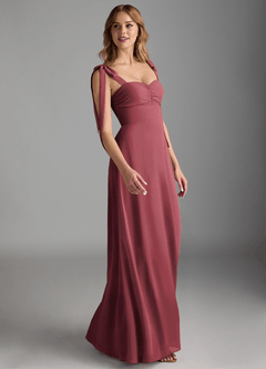 Azazie Lizet Bridesmaid Dresses Merlot A-Line Sweetheart Neckline Chiffon Dress image3