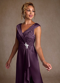 Azazie Santa Monica Mother of the Bride Dresses Plum A-Line Lace Dress image5