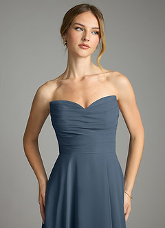 Azazie Ayla Abiti da Damigella Abito A-Line in Chiffon Scollo a Cuore Blu Nettuno image4