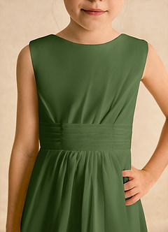 Azazie Edelweiss Flower Girl Dresses Olive A-Line Pleated Chiffon Dress image7