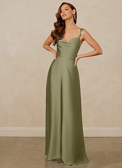 Christian Siriano Bridal for Azazie 1001 Vestidos de damas de honor Vestido de Pistacho de Satén Elástico de Corte en A con Escote de Corazón image3