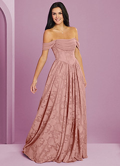 Barbie ♥ Azazie Bridesmaid Dresses Rosette A-Line Off the Shoulder Floral Burnout Convertible Dress image5