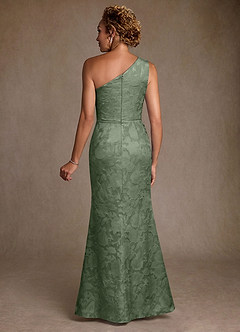 Azazie Joylin Mother of the Bride Dresses Matcha Trumpet One Shoulder Floral Burnout Dress image2