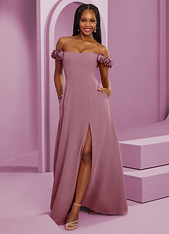 Barbie ♥ Azazie Bridesmaid Dresses Vintage Mauve A-Line Off the Shoulder Chiffon Convertible Dress image1