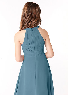 Azazie Linna Vestido de Bermudas de Gasa/ Chiffon de Acampanado con Plisado image3
