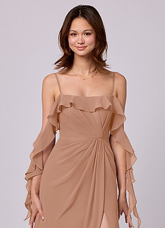 Barbie ♥ Azazie Bridesmaid Dresses Champagne Rose A-Line Off the Shoulder Chiffon Convertible Dress image2