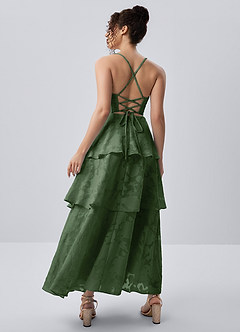 Gabriddy Eucalyptus Jacquard Ruffles Corset Maxi Dress image2