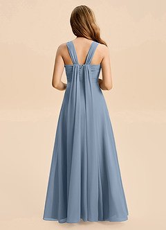 Azazie Quin Junior Dusty Blue A-Line Pleated Chiffon Dress image6
