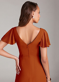 Azazie Soren Brautjungfernkleider A-Linie Gestreift Chiffon Kleid Paprika image7