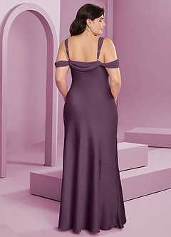 Barbie ♥ Azazie Bridesmaid Dresses Plum Sheath Pleated Stretch Satin Dress image15