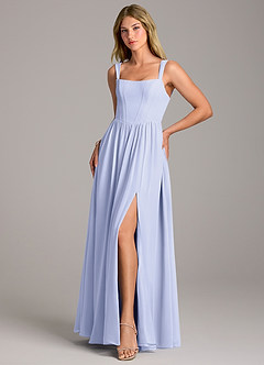 Azazie Rosaline Bridesmaid Dresses Lavender A-Line Side Slit Chiffon Dress image3