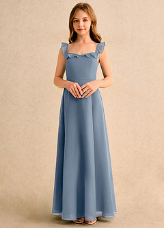 Azazie Chip Girls Formal Abiti da Ragazza di Fiori Abito A-Line in Chiffon Senza Maniche Crepuscolo image4