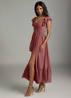Azazie Anaya Bridesmaid Dresses Amethyst A-Line Pleated Chiffon Dress image4