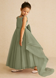 Azazie Pumpkin Flower Girl Dresses Pistachio A-Line Convertible Tulle Dress image4
