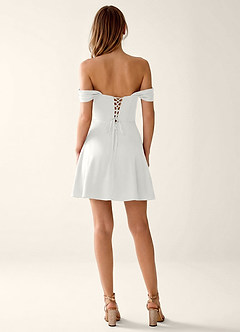Sidonie White Satin Lace Up Back Mini Dress image2