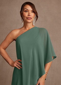 Azazie Wilma Mother of the Bride Dresses Eucalyptus Sheath One Shoulder Floral Burnout Dress image6