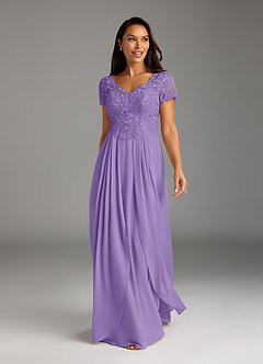 Azazie Dunja Mother of the Bride Dresses Tahiti A-Line V-Neck Lace Chiffon Dress image5