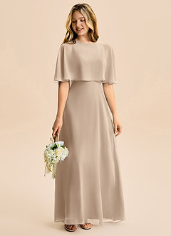 Azazie Maris Junior Abito A-Line in Chiffon Taupe image6