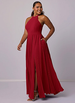Barbie ♥ Azazie Bridesmaid Dresses Scarlet A-Line Pleated Chiffon Dress image10