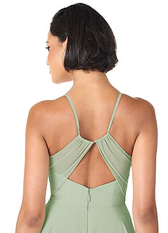 Azazie Avelina Bridesmaid Dresses Dusty Sage A-Line V-Neck Pleated Chiffon Dress image5
