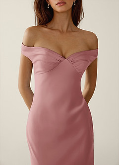 Gwendonme Dusty Pink Satin Crystal Linen Prom Dress image5