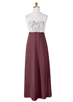 Azazie Rana Junior A-Linie Spitze Chiffon Kleid Sangria image5