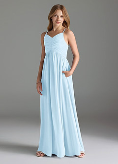 Azazie Alia Junior Jurk van Chiffon met A-Lijn Geplooid Hemelsblauw image1