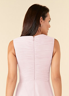 Azazie Theron Mother of the Bride Dresses Blushing Pink A-Line V-Neck Pleated Chiffon Dress image5
