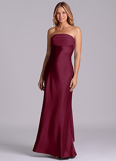 Azazie Ailanie Brudtärnklänningar Klä av Tubklänning i Stretch Satin Axelbandslös Mullbär image1