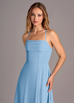 Azazie Carolyn Bridesmaid Dresses Powder Blue A-Line Pleated Chiffon Dress image2