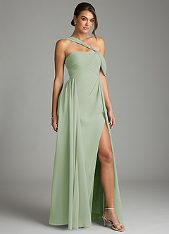 Azazie Kassandra Abiti da Damigella Abito A-Line in Chiffon a Spalla Scoperta Verde Salvia image5